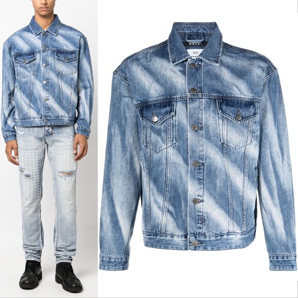 Ksubi Other - KSUBI Oh G Trucker Jacket Kaos Size XL Oversized Blue Rigid Denim NEW $260